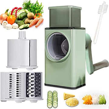 3-in-1 Manual Vegetable Slicer & Cheese Grater - Potato Chopper, Carrot Cutter, Peeler